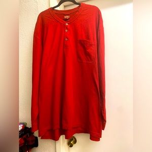 Men’s Red Head 3 Button Long Sleeve Red Knit Shirt 4XL
